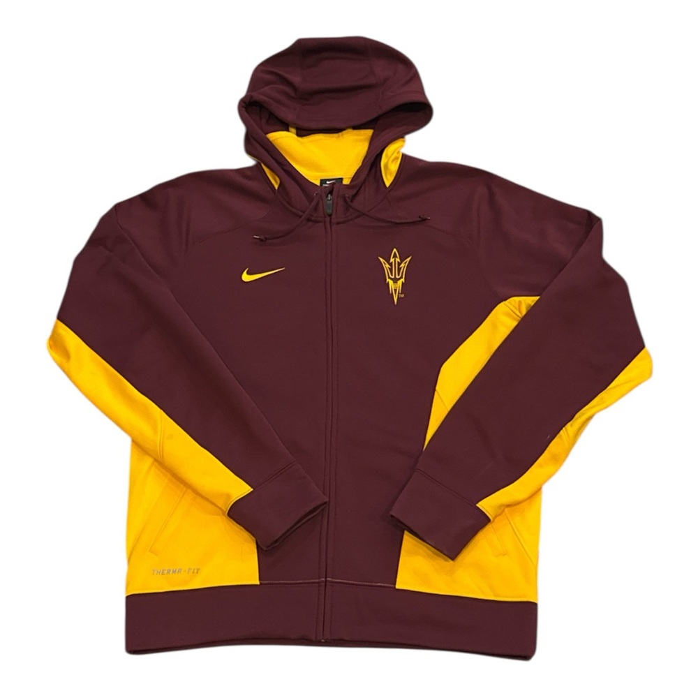 Nike Arizona State Sun Devils NCAA Red Gold Therma Fit Full Zip Sweatshirt Men M